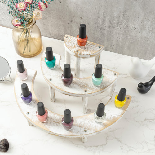 Gracie Oaks 3 Tier Solid Wood Nail Polish Display Wayfair